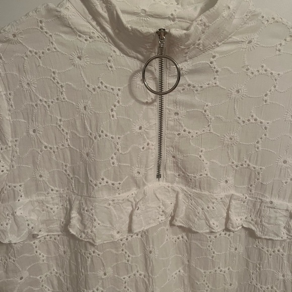 Daisy Street Women’s Eyelet Short Sleeve Ruffle Tunic Baby Doll White sz8 - Picture 13 of 14
